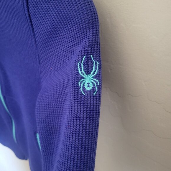 Spyder Encore Full Zip Jacket Fleece Lined Mock Neck Indigo Blue Size Kids 10-12 - Picture 5 of 12